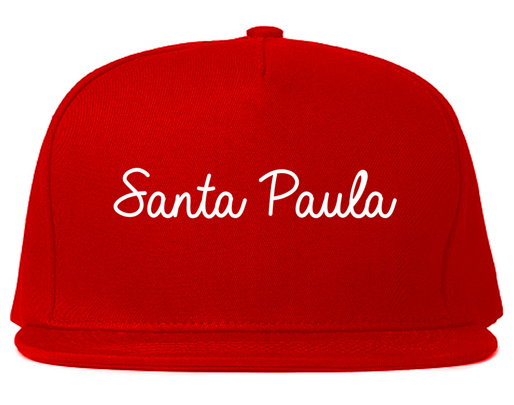 Santa Paula California CA Script Mens Snapback Hat Red