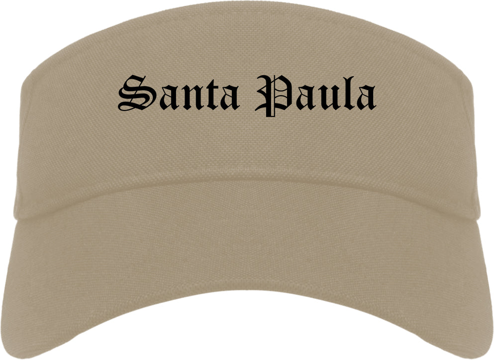 Santa Paula California CA Old English Mens Visor Cap Hat Khaki