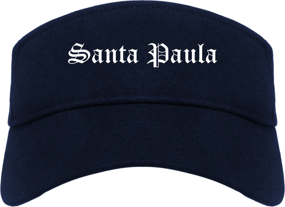 Santa Paula California CA Old English Mens Visor Cap Hat Navy Blue