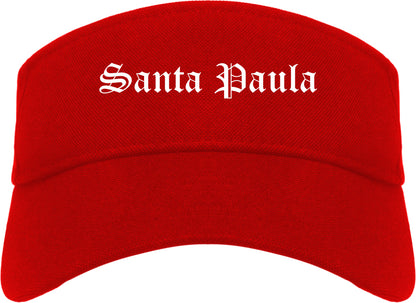 Santa Paula California CA Old English Mens Visor Cap Hat Red