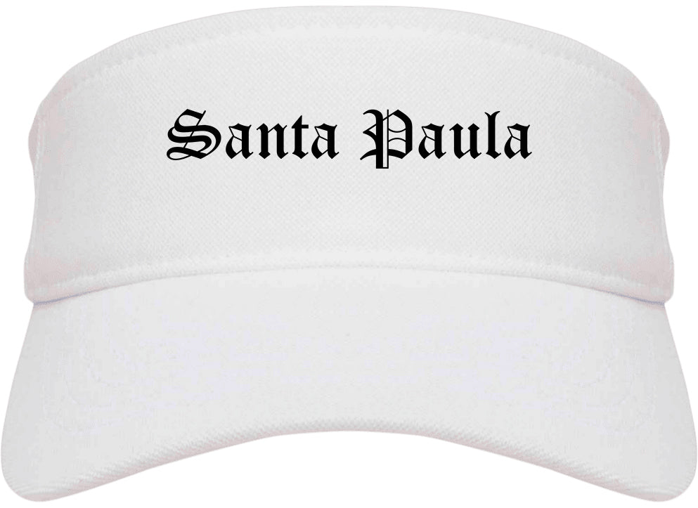 Santa Paula California CA Old English Mens Visor Cap Hat White