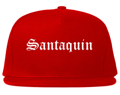 Santaquin Utah UT Old English Mens Snapback Hat Red