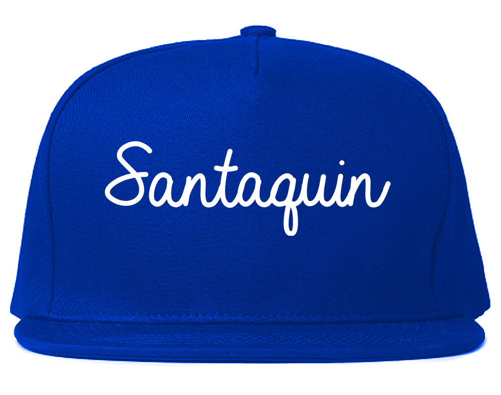 Santaquin Utah UT Script Mens Snapback Hat Royal Blue