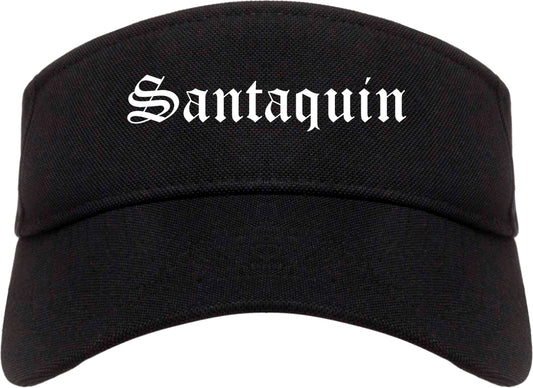 Santaquin Utah UT Old English Mens Visor Cap Hat Black