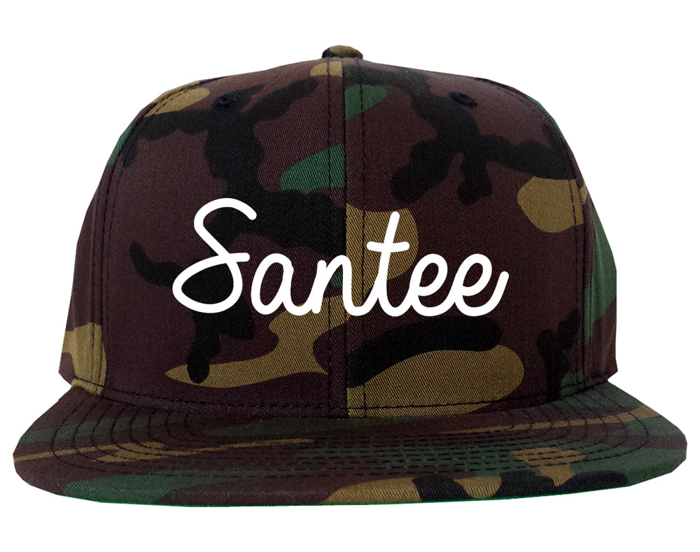 Santee California CA Script Mens Snapback Hat Army Camo