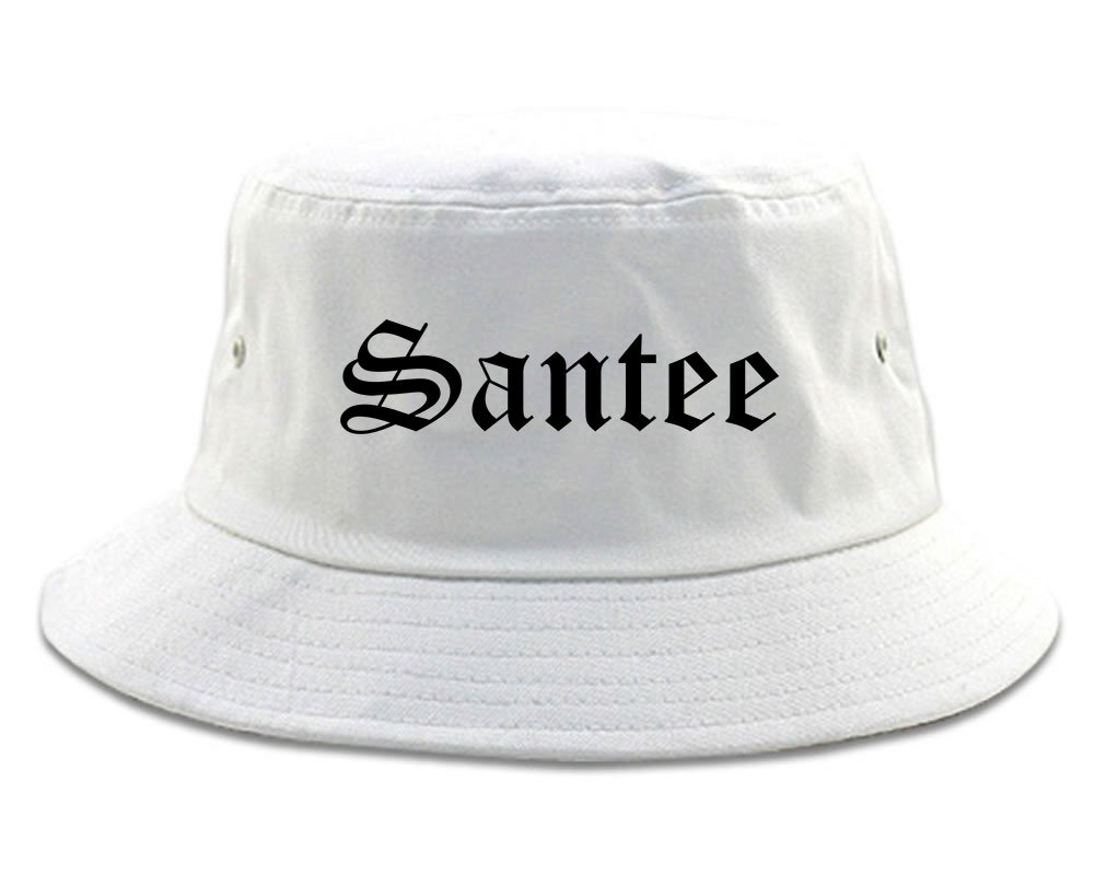 Santee California CA Old English Mens Bucket Hat White