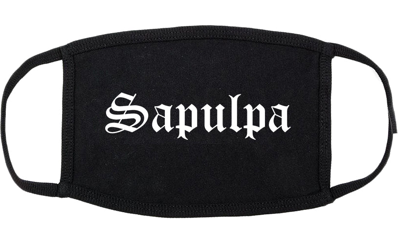 Sapulpa Oklahoma OK Old English Cotton Face Mask Black