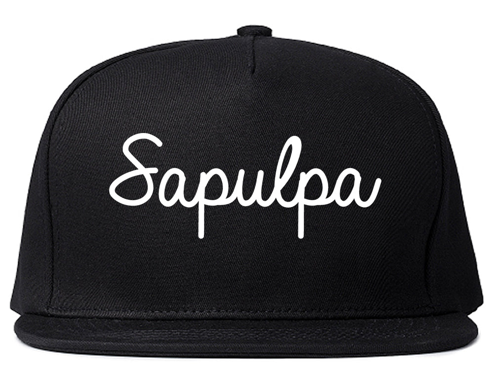 Sapulpa Oklahoma OK Script Mens Snapback Hat Black