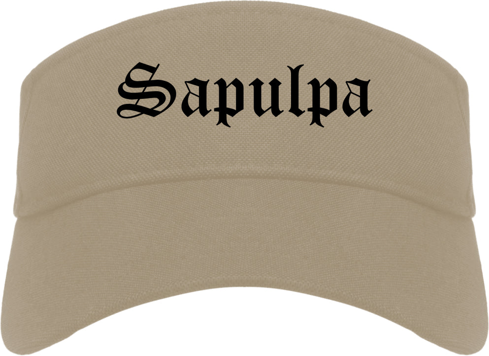 Sapulpa Oklahoma OK Old English Mens Visor Cap Hat Khaki