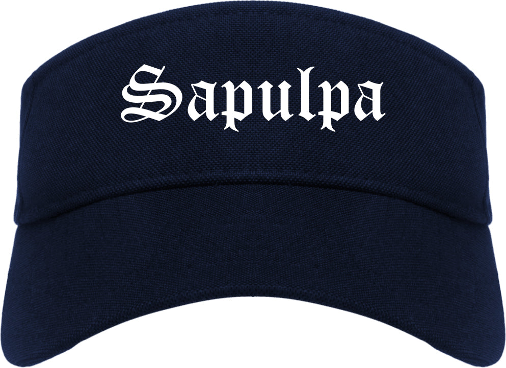 Sapulpa Oklahoma OK Old English Mens Visor Cap Hat Navy Blue