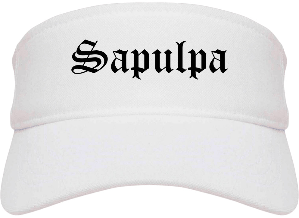 Sapulpa Oklahoma OK Old English Mens Visor Cap Hat White