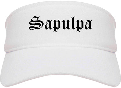 Sapulpa Oklahoma OK Old English Mens Visor Cap Hat White