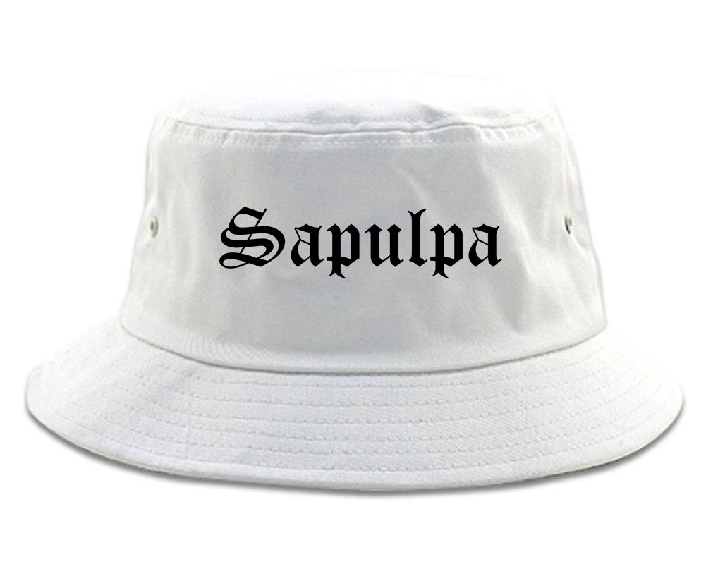 Sapulpa Oklahoma OK Old English Mens Bucket Hat White