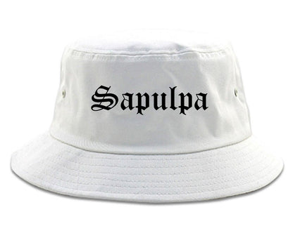 Sapulpa Oklahoma OK Old English Mens Bucket Hat White