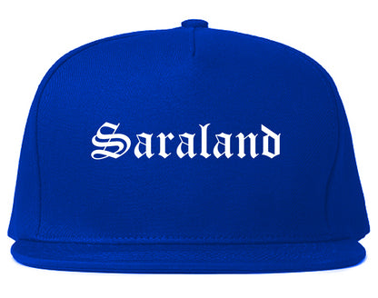 Saraland Alabama AL Old English Mens Snapback Hat Royal Blue