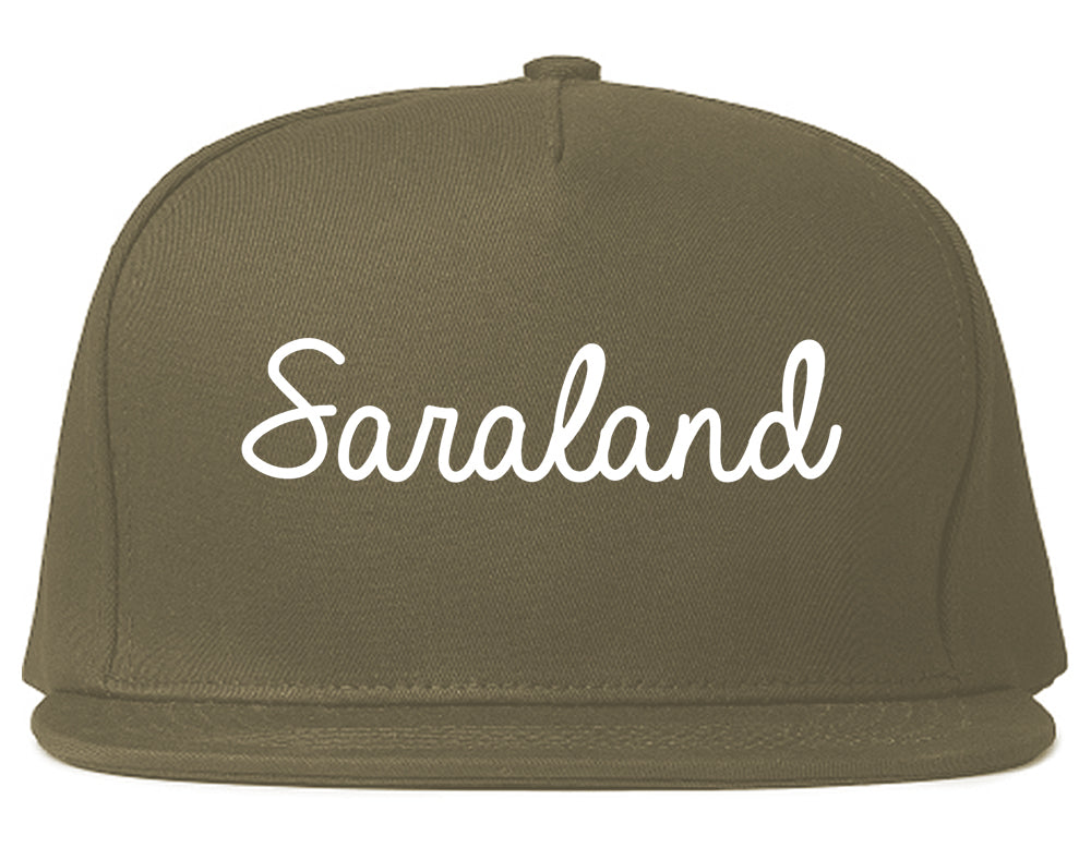 Saraland Alabama AL Script Mens Snapback Hat Grey