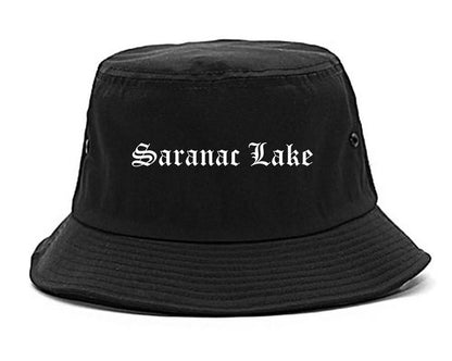 Saranac Lake New York NY Old English Mens Bucket Hat Black