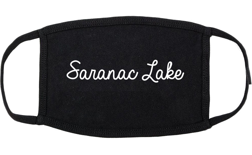 Saranac Lake New York NY Script Cotton Face Mask Black