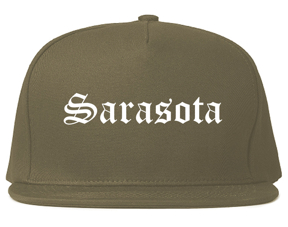 Sarasota Florida FL Old English Mens Snapback Hat Grey