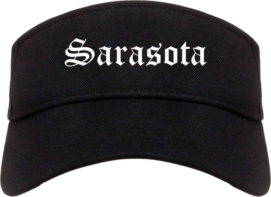 Sarasota Florida FL Old English Mens Visor Cap Hat Black
