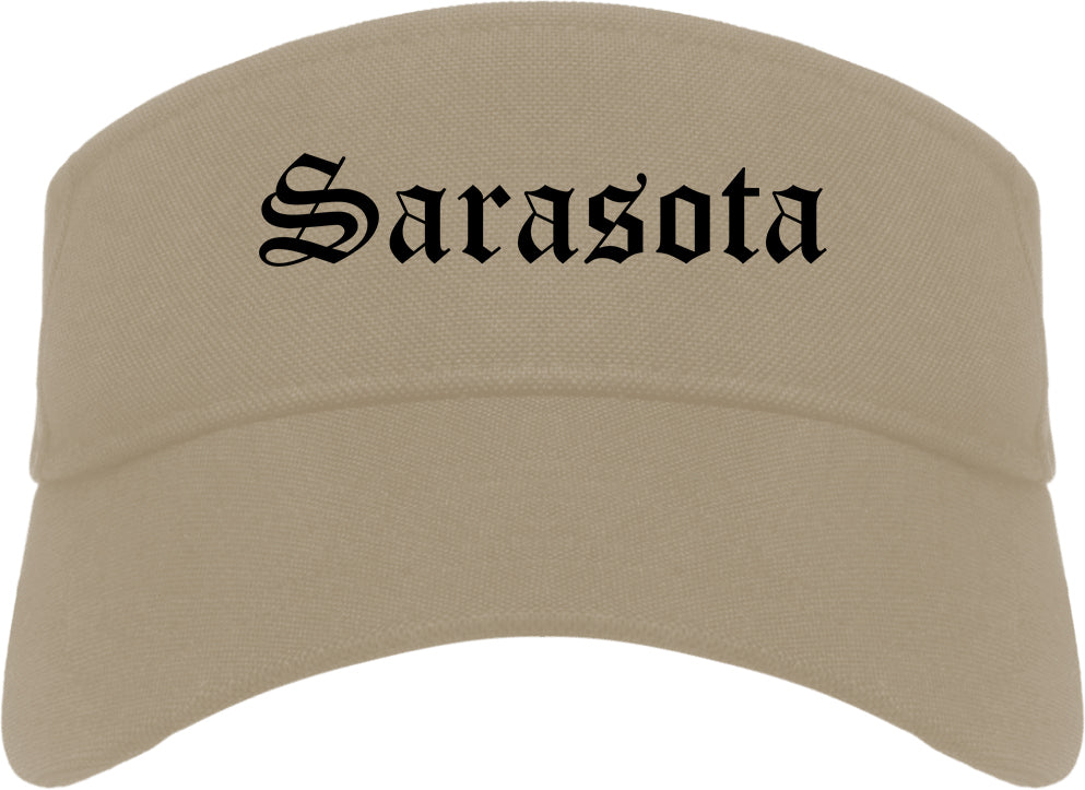 Sarasota Florida FL Old English Mens Visor Cap Hat Khaki