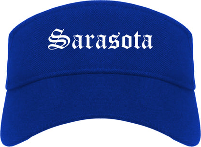 Sarasota Florida FL Old English Mens Visor Cap Hat Royal Blue