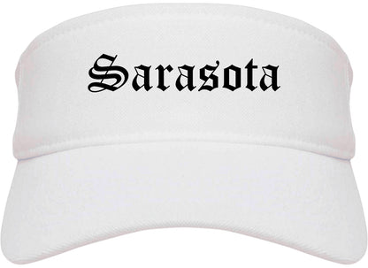 Sarasota Florida FL Old English Mens Visor Cap Hat White