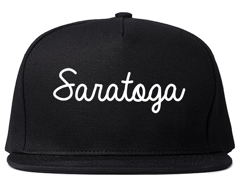 Saratoga California CA Script Mens Snapback Hat Black