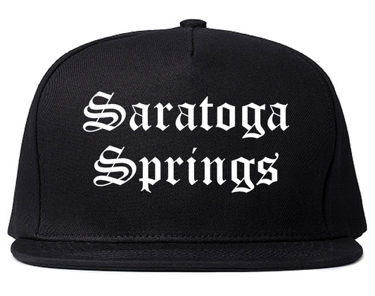 Saratoga Springs New York NY Old English Mens Snapback Hat Black