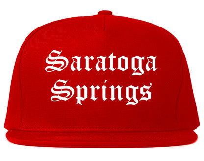 Saratoga Springs New York NY Old English Mens Snapback Hat Red