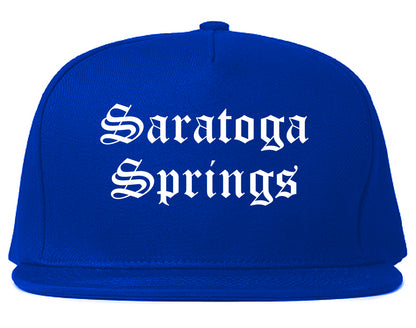 Saratoga Springs New York NY Old English Mens Snapback Hat Royal Blue