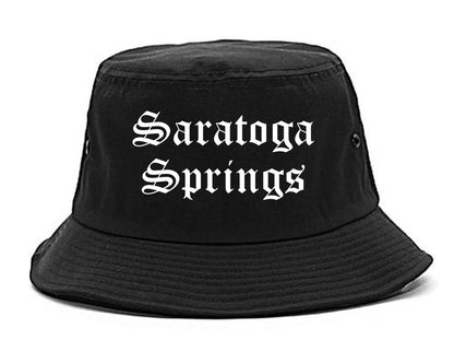 Saratoga Springs New York NY Old English Mens Bucket Hat Black