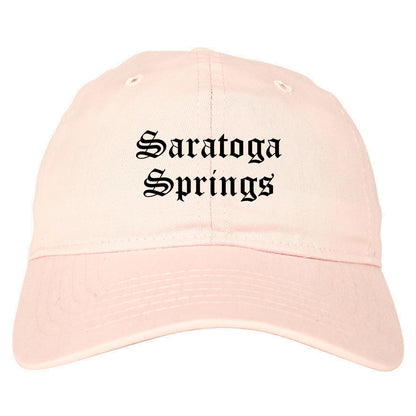 Saratoga Springs New York NY Old English Mens Dad Hat Baseball Cap Pink