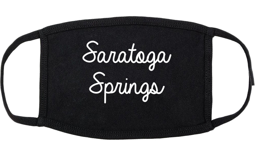 Saratoga Springs New York NY Script Cotton Face Mask Black