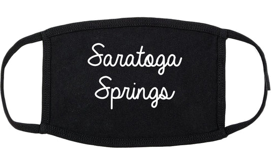 Saratoga Springs New York NY Script Cotton Face Mask Black