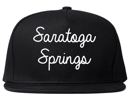 Saratoga Springs New York NY Script Mens Snapback Hat Black