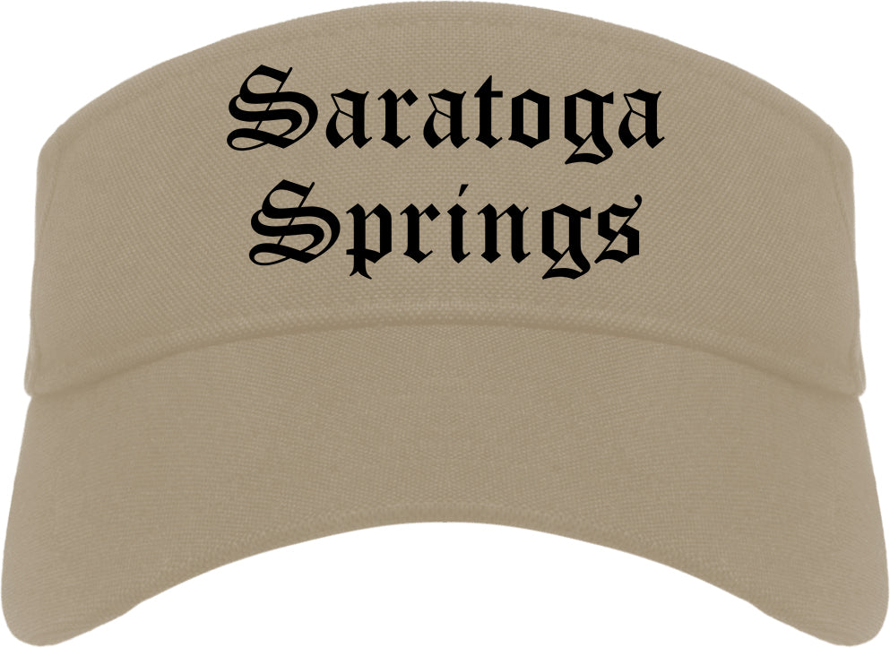 Saratoga Springs New York NY Old English Mens Visor Cap Hat Khaki