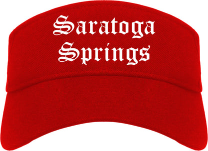 Saratoga Springs New York NY Old English Mens Visor Cap Hat Red