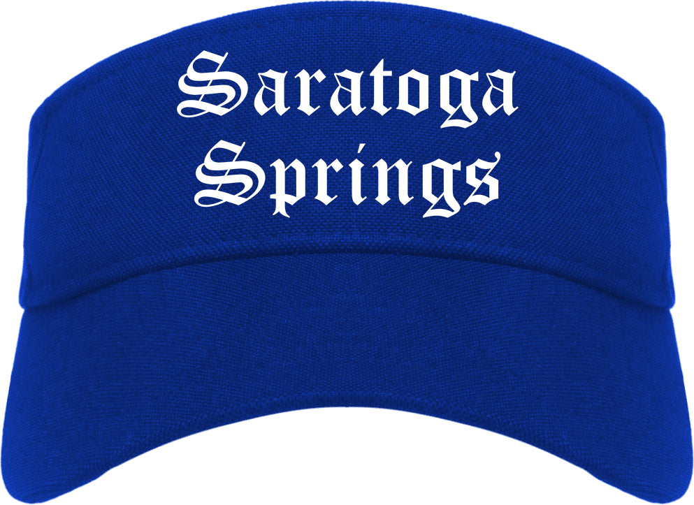Saratoga Springs New York NY Old English Mens Visor Cap Hat Royal Blue