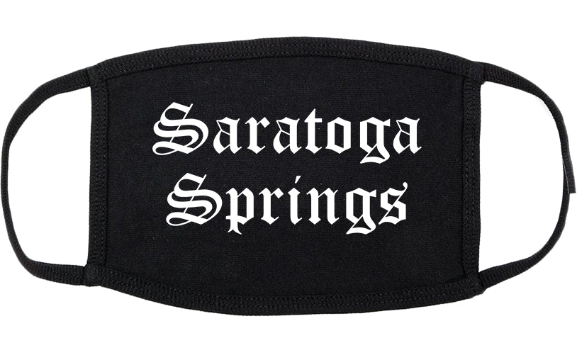 Saratoga Springs Utah UT Old English Cotton Face Mask Black