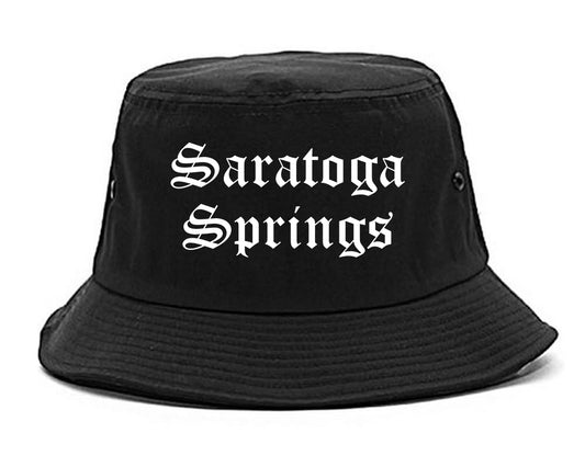 Saratoga Springs Utah UT Old English Mens Bucket Hat Black