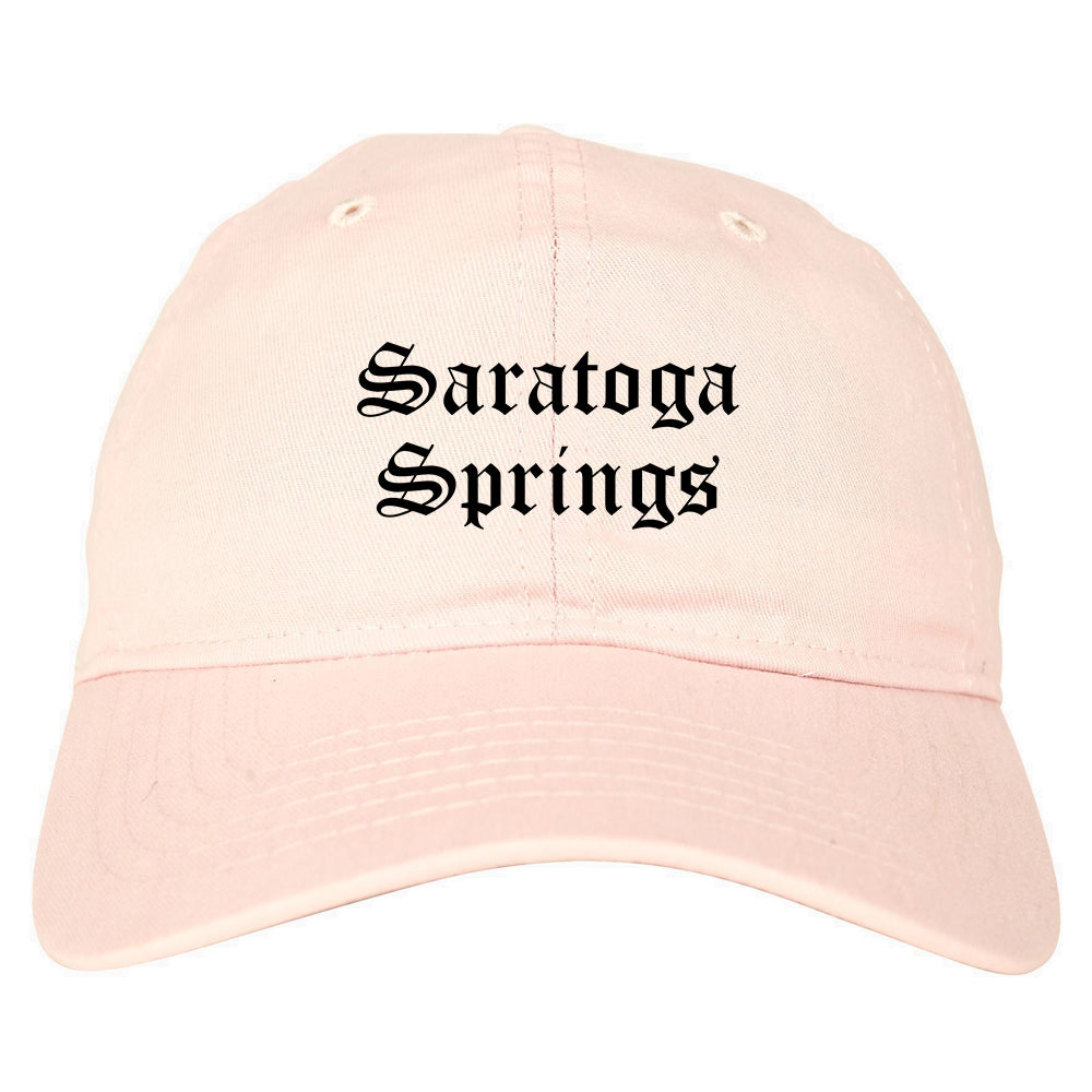 Saratoga Springs Utah UT Old English Mens Dad Hat Baseball Cap Pink