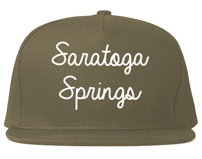 Saratoga Springs Utah UT Script Mens Snapback Hat Grey
