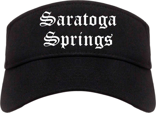 Saratoga Springs Utah UT Old English Mens Visor Cap Hat Black