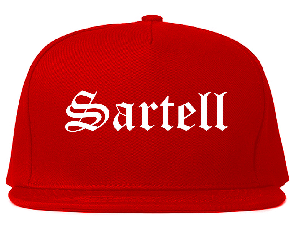 Sartell Minnesota MN Old English Mens Snapback Hat Red