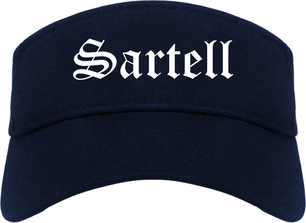 Sartell Minnesota MN Old English Mens Visor Cap Hat Navy Blue