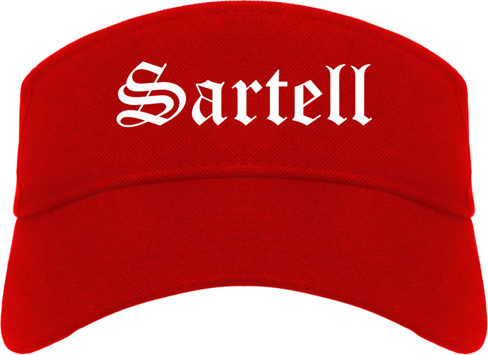 Sartell Minnesota MN Old English Mens Visor Cap Hat Red