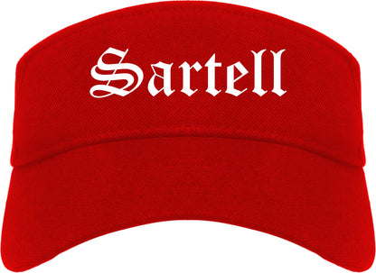 Sartell Minnesota MN Old English Mens Visor Cap Hat Red