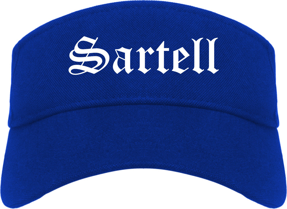 Sartell Minnesota MN Old English Mens Visor Cap Hat Royal Blue