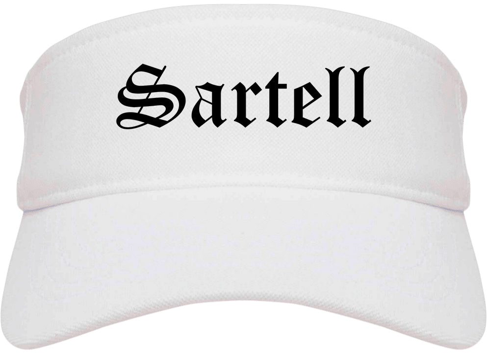 Sartell Minnesota MN Old English Mens Visor Cap Hat White